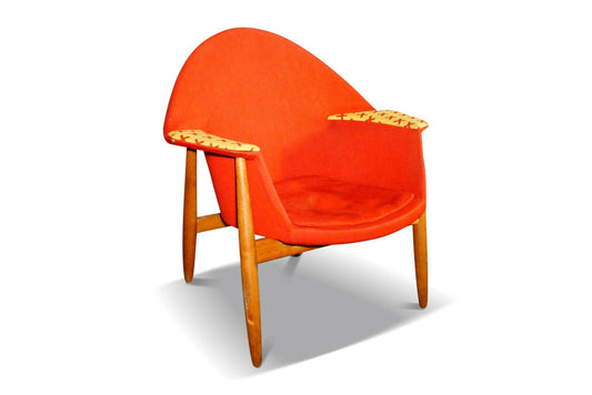 RARE KURT ØSTERVIG LOUNGE CHAIR IN CRIMSON WOOL